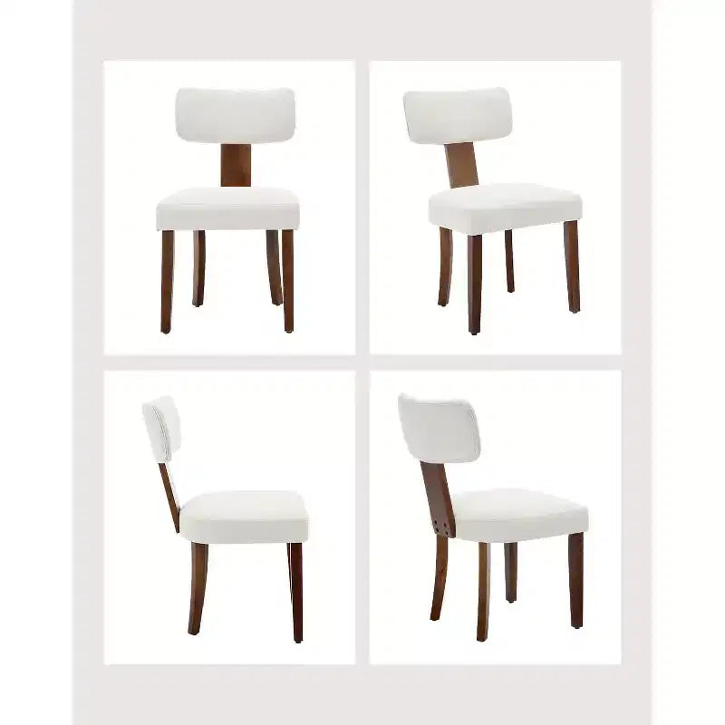 Chaises de salle à manger modernes rembourrées en tissu avec pieds en bois et garniture cloutée