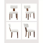 Chaises de salle à manger modernes rembourrées en tissu avec pieds en bois et garniture cloutée