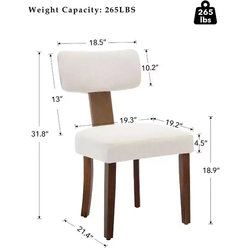 Chaises de salle à manger modernes rembourrées en tissu avec pieds en bois et garniture cloutée