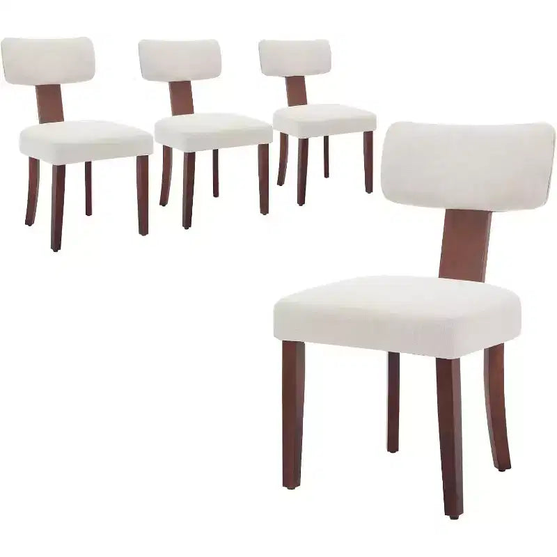 Chaises de salle à manger modernes rembourrées en tissu avec pieds en bois et garniture cloutée