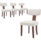 Chaises de salle à manger modernes rembourrées en tissu avec pieds en bois et garniture cloutée