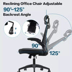 Fauteuil de bureau ergonomique en maille avec appui-tête, support lombaire et accoudoirs relevables