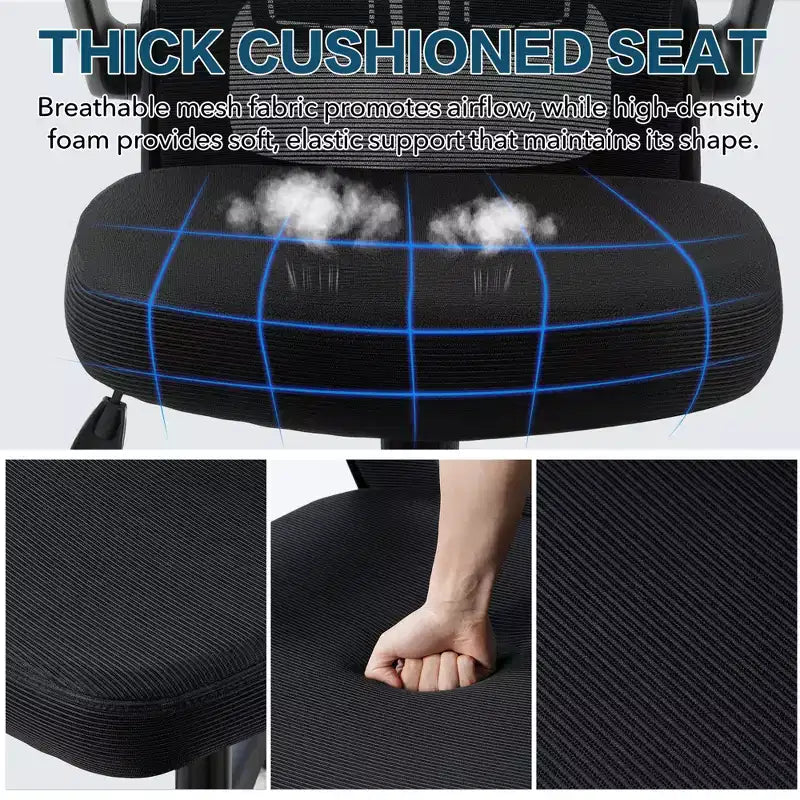 Fauteuil de bureau ergonomique en maille avec appui-tête, support lombaire et accoudoirs relevables