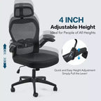 Fauteuil de bureau ergonomique en maille avec appui-tête, support lombaire et accoudoirs relevables
