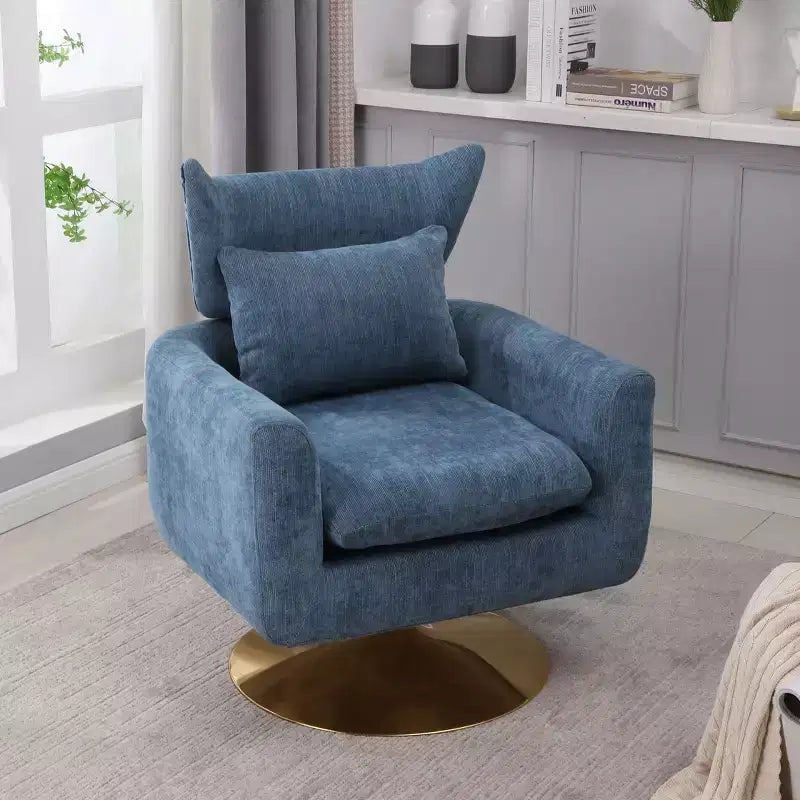 Fauteuil d'appoint pivotant à 360 degrés avec base en métal doré