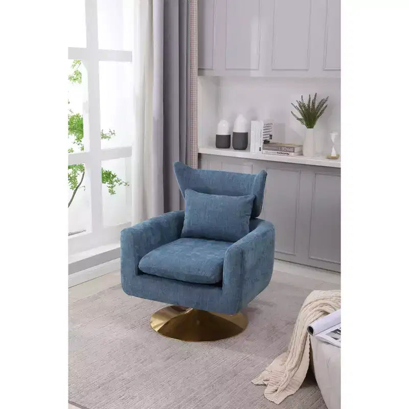 Fauteuil d'appoint pivotant à 360 degrés avec base en métal doré