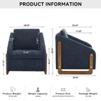 Fauteuil d'appoint moderne pour chambre à coucher, fauteuil rembourré en tissu chenille avec cadre latéral en bois, fauteuil de loisirs rembourré