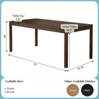 Table à manger en bois de 72 pouces pour 6 personnes, table de cuisine rectangulaire