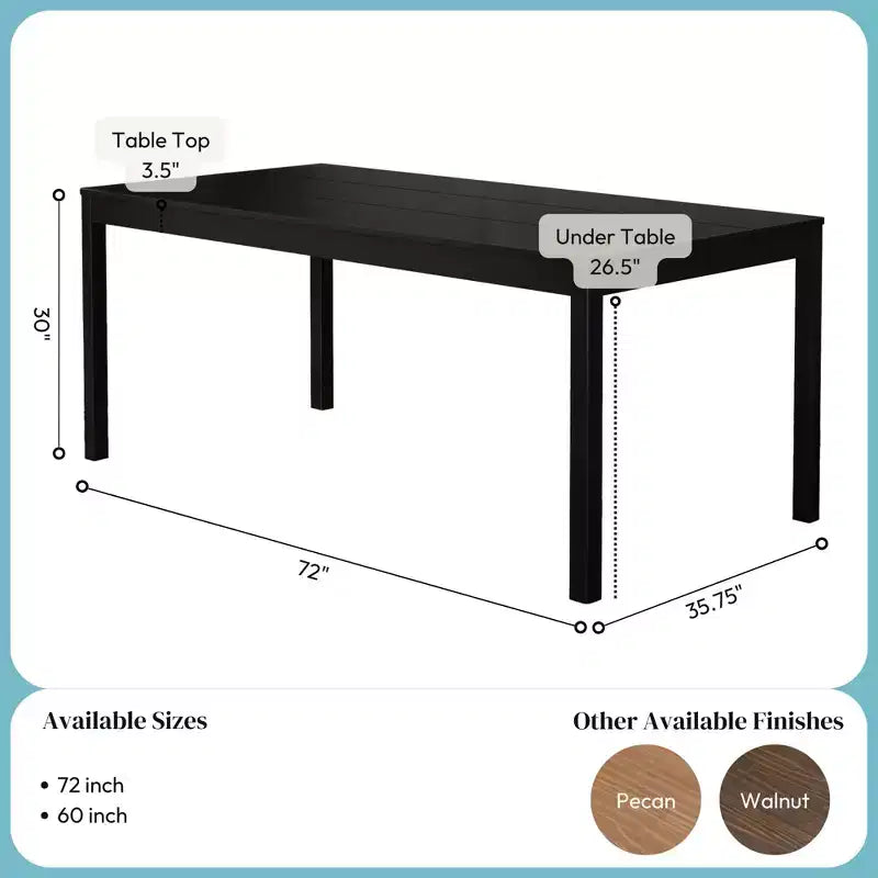 Table à manger en bois de 72 pouces pour 6 personnes, table de cuisine rectangulaire