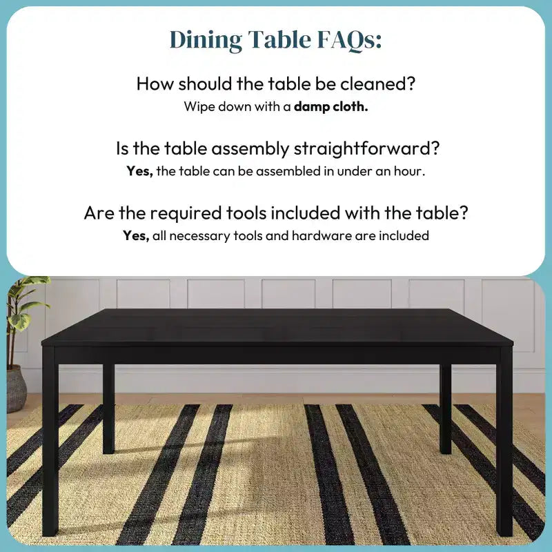 Table à manger en bois de 72 pouces pour 6 personnes, table de cuisine rectangulaire