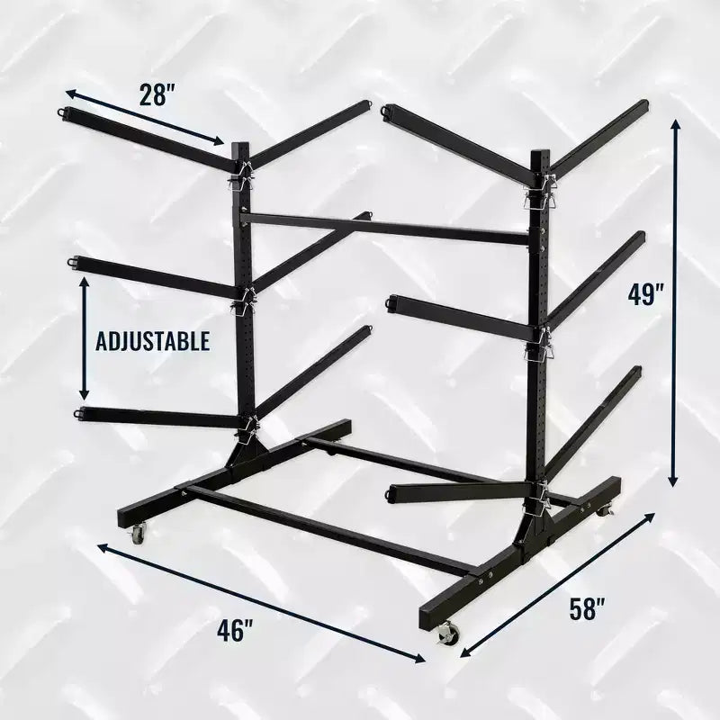 Support de rangement roulant pour kayak et paddleboard - 6 emplacements, double face, noir