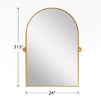 Miroir mural en métal arqué, 80 x 60 cm, à fixation murale, doré