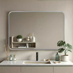 Miroir mural rectangulaire à cadre en métal, 50 x 32 pouces, argenté