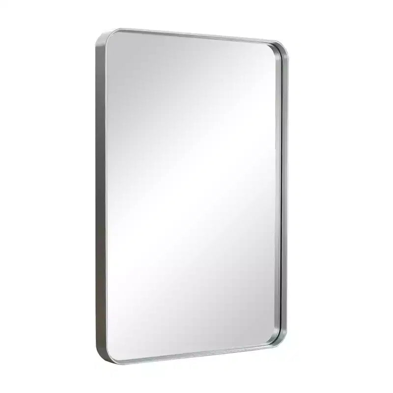 Miroir mural rectangulaire à cadre en métal, 50 x 32 pouces, argenté