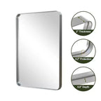 Miroir mural rectangulaire à cadre en métal, 50 x 32 pouces, argenté