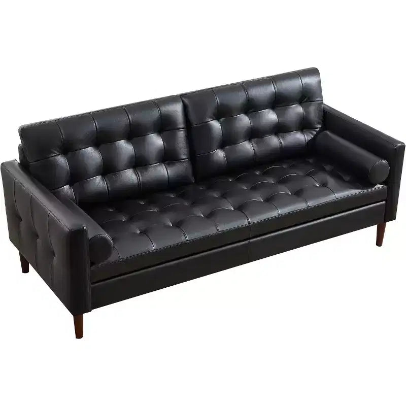 Canapé en cuir véritable de style moderne du milieu du siècle, canapé 3 places pour salon