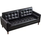 Canapé en cuir véritable de style moderne du milieu du siècle, canapé 3 places pour salon