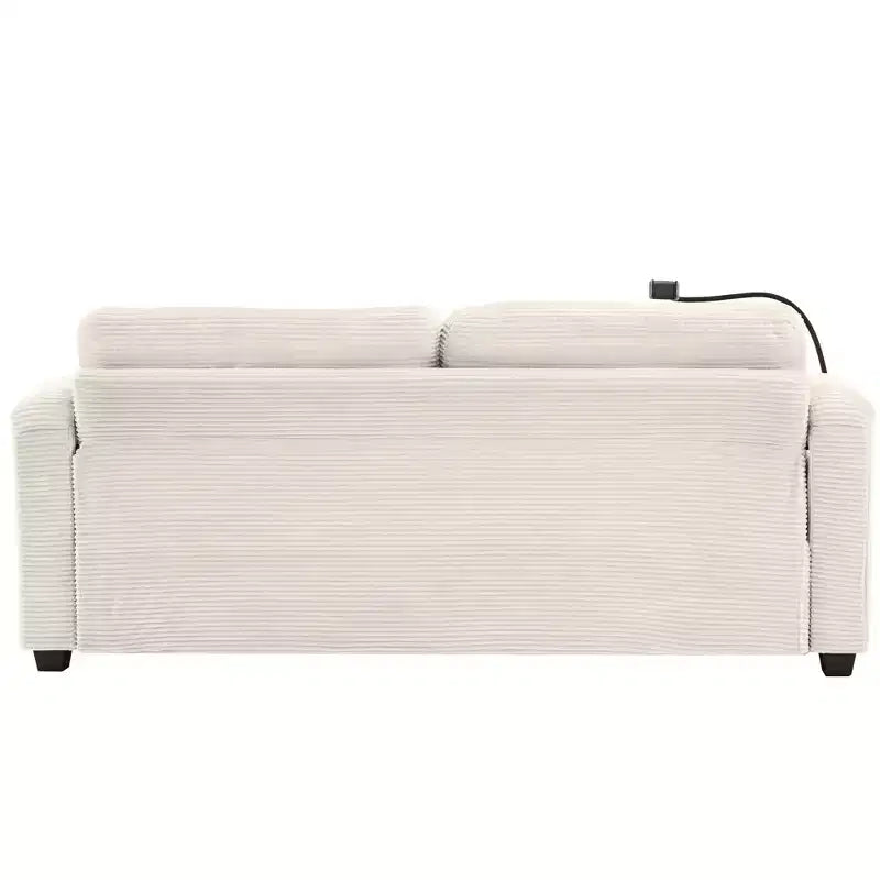 Causeuse-lit en velours côtelé de 72,8 po avec matelas, ports USB et rangement