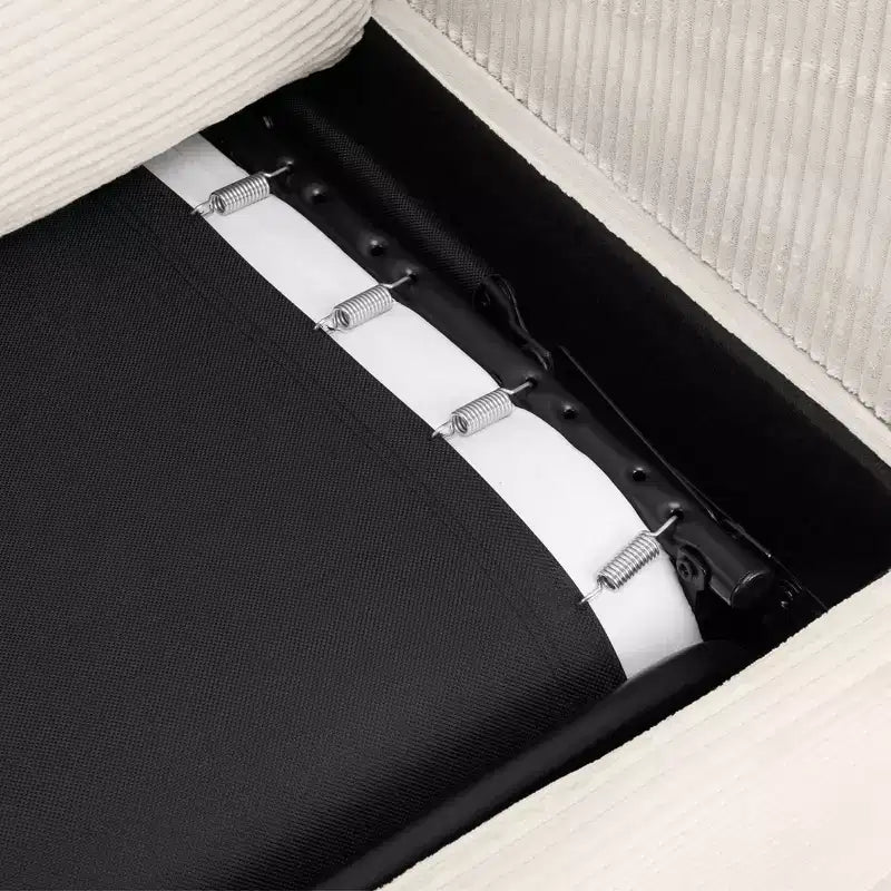 Causeuse-lit en velours côtelé de 72,8 po avec matelas, ports USB et rangement