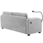Causeuse-lit en velours côtelé de 72,8 po avec matelas, ports USB et rangement