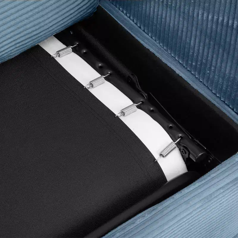 Causeuse-lit en velours côtelé de 72,8 po avec matelas, ports USB et rangement