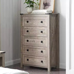 Commode double à 6 tiroirs, grande commode en bois rustique pour chambre à coucher, salon, couloir