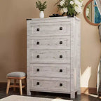 Commode double à 6 tiroirs, grande commode en bois rustique pour chambre à coucher, salon, couloir