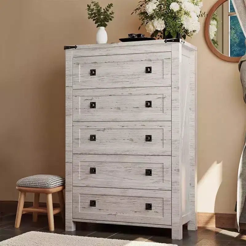 Commode double à 6 tiroirs, grande commode en bois rustique pour chambre à coucher, salon, couloir