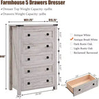 Commode double à 6 tiroirs, grande commode en bois rustique pour chambre à coucher, salon, couloir