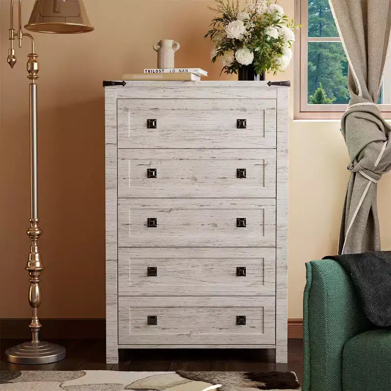 Commode double à 6 tiroirs, grande commode en bois rustique pour chambre à coucher, salon, couloir