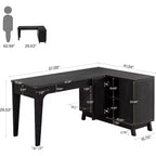 Bureau d'ordinateur d'angle en L de 57 pouces avec armoire de rangement pour bureau à domicile