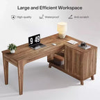 Bureau d'ordinateur d'angle en L de 57 pouces avec armoire de rangement pour bureau à domicile