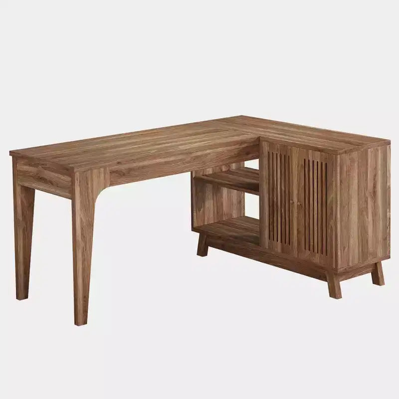 Bureau d'ordinateur d'angle en L de 57 pouces avec armoire de rangement pour bureau à domicile