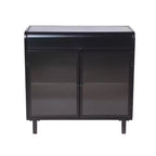 Meuble de rangement en acier et verre avec couvercle à charnières, 2 portes et 4 étagères
