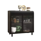 Meuble de rangement en acier et verre avec couvercle à charnières, 2 portes et 4 étagères