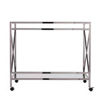 Chariot de bar en fer avec étagères en verre miroir - Argent/Anthracite