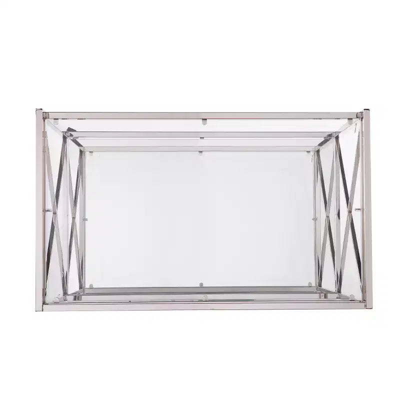 Chariot de bar en fer avec étagères en verre miroir - Argent/Anthracite