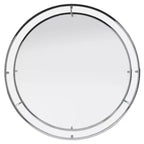 Table basse ronde avec plateau en verre et étagère miroir - Argentée