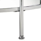 Table basse ronde avec plateau en verre et étagère miroir - Argentée