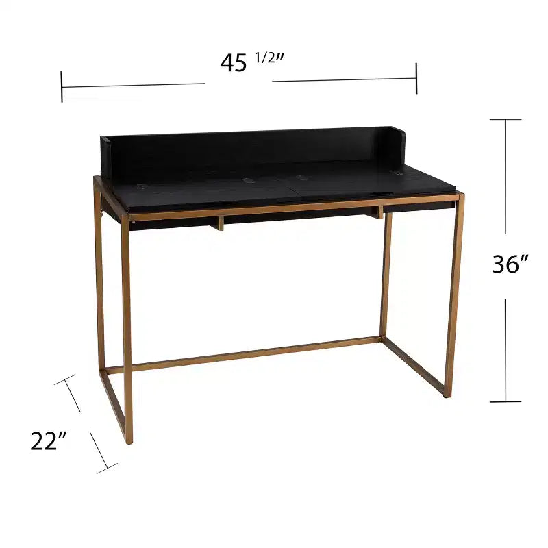 Bureau à abattant avec rangement - Noir