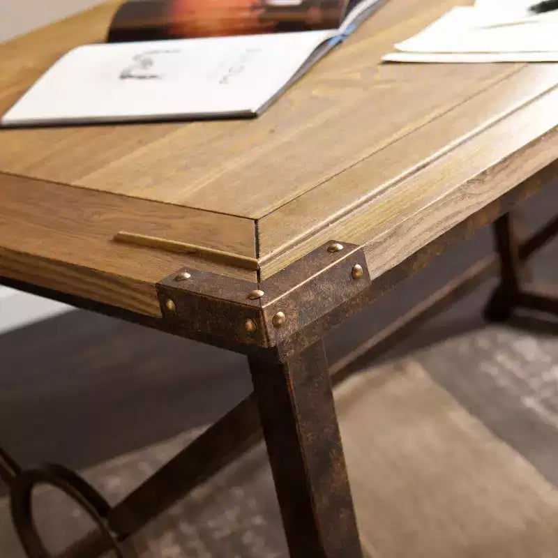 Table à dessin industrielle inclinable - Marron