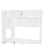 Lit escamotable mural simple avec armoire supérieure, étagères, lit pliant peu encombrant avec lumière et port USB