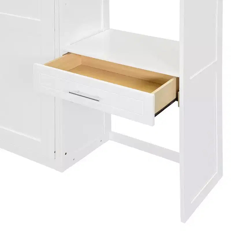 Lit escamotable mural simple avec armoire supérieure, étagères, lit pliant peu encombrant avec lumière et port USB