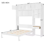 Lit escamotable mural simple avec armoire supérieure, étagères, lit pliant peu encombrant avec lumière et port USB