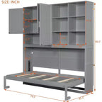 Lit escamotable mural simple avec armoire supérieure, étagères, lit pliant peu encombrant avec lumière et port USB