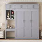 Lit escamotable mural simple avec armoire supérieure, étagères, lit pliant peu encombrant avec lumière et port USB