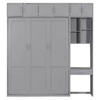 Lit escamotable mural simple avec armoire supérieure, étagères, lit pliant peu encombrant avec lumière et port USB