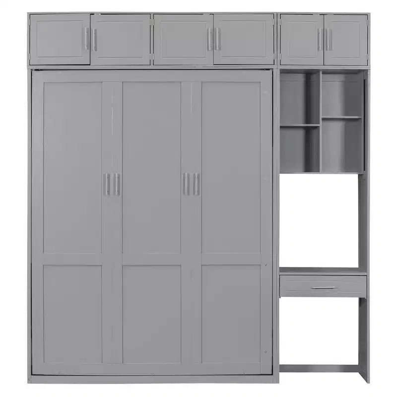 Lit escamotable mural simple avec armoire supérieure, étagères, lit pliant peu encombrant avec lumière et port USB