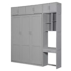 Lit escamotable mural simple avec armoire supérieure, étagères, lit pliant peu encombrant avec lumière et port USB