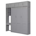 Lit escamotable mural simple avec armoire supérieure, étagères, lit pliant peu encombrant avec lumière et port USB